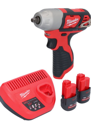 Milwaukee M12 BIW38-252 Clé à choc sans fil 12 V 135 Nm 3/8 + 2x batterie 2,5 Ah + chargeur