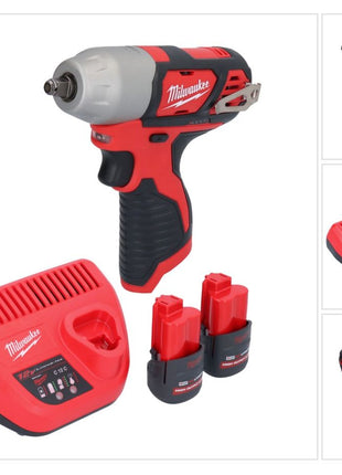 Milwaukee M12 BIW38-252 Clé à choc sans fil 12 V 135 Nm 3/8 + 2x batterie 2,5 Ah + chargeur