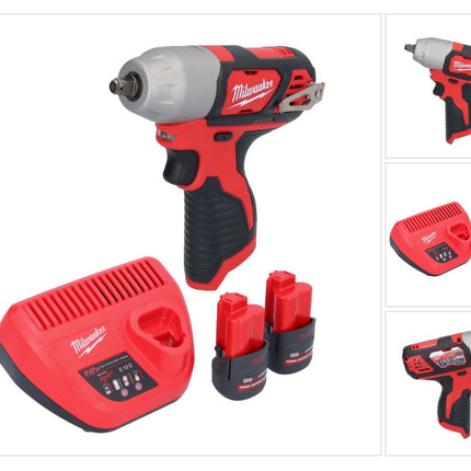 Milwaukee M12 BIW38-252 cordless impact wrench 12 V 135 Nm 3/8" + 2x rechargeable battery 2.5 Ah + charger