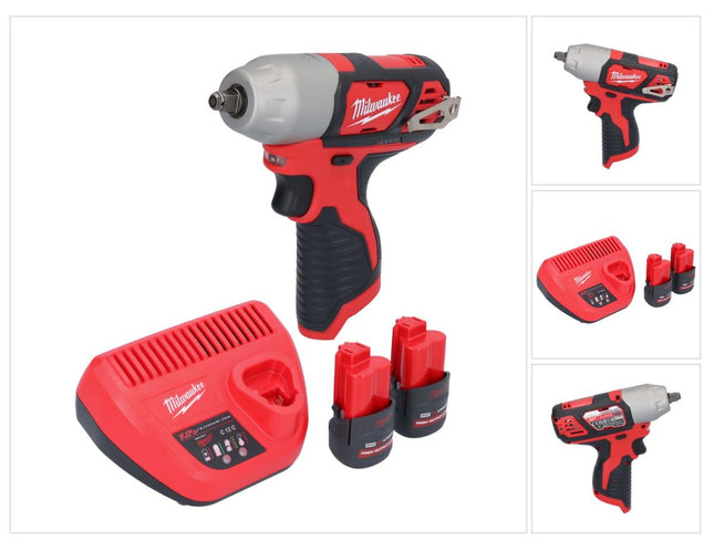 Milwaukee M12 BIW38-252 cordless impact wrench 12 V 135 Nm 3/8" + 2x rechargeable battery 2.5 Ah + charger