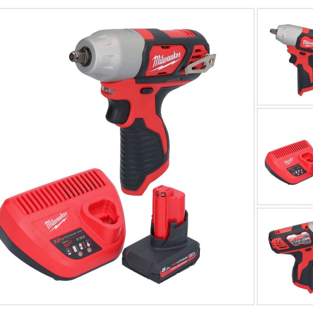 Milwaukee M12 BIW38-501 llave de impacto sin cable 12 V 135 Nm 3/8" + 1x batería recargable 5.0 Ah + cargador