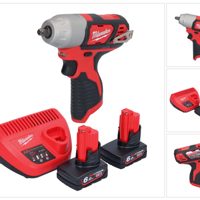 Llave de impacto inalámbrica Milwaukee M12 BIW38-602 12 V 135 Nm 3/8˝ + 2x baterías 6,0 Ah + cargador