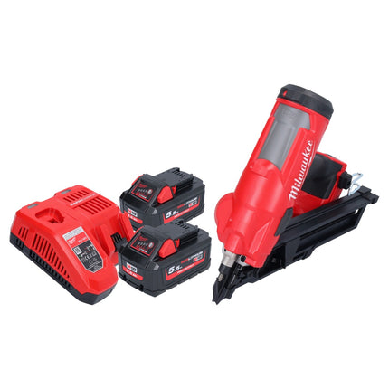 Clavadora a batería Milwaukee M18 FFN-552 18 V 50 - 90 mm sin escobillas + 2x baterías 5,5 Ah + cargador