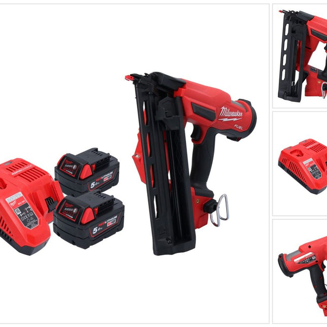 Milwaukee M18 FN16GA-502 Cordless nailer 18 V 32 - 64 mm brushless + 2x battery 5.0 Ah + charger