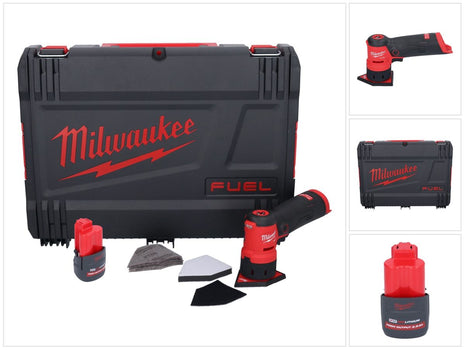 Milwaukee M12 FDSS-251X akumulatorowa szlifierka punktowa 12 V 88,8 x 63,5 mm bezszczotkowa + 1x akumulator 2,5 Ah + skrzynka HD - bez ładowarki