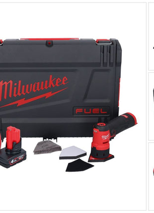 Amoladora puntual de batería Milwaukee M12 FDSS-422X 12 V 88,8 x 63,5 mm (4933479681) sin escobillas + 1x batería 2,0 Ah + 1x batería 4,0 Ah + cargador + caja HD