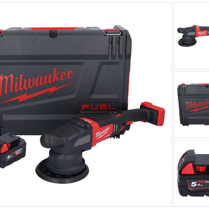 Pulidora excéntrica a batería Milwaukee M18 FROP21-501X 18 V 150 mm sin escobillas + 1x batería 5,0 Ah + caja HD - sin cargador