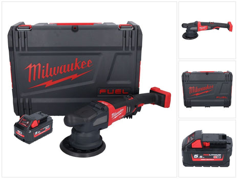 Pulidora excéntrica a batería Milwaukee M18 FROP21-551X 18 V 150 mm sin escobillas + 1x batería 5,5 Ah + caja HD - sin cargador