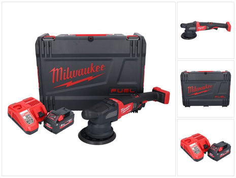 Pulidora excéntrica a batería Milwaukee M18 FROP21-551X 18 V 150 mm sin escobillas + 1x batería 5,5 Ah + cargador + caja HD