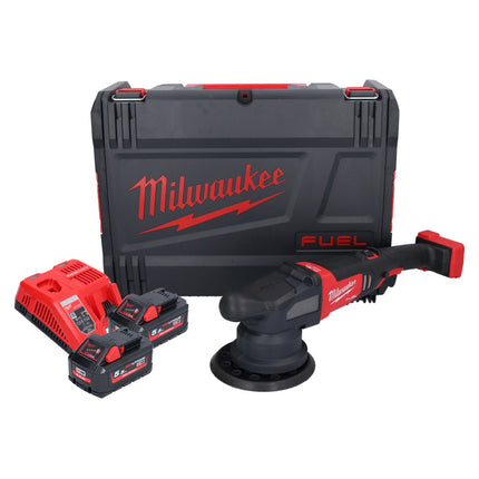 Milwaukee M18 FROP21-552X akumulatorowa polerka mimośrodowa 18 V 150 mm bezszczotkowa + 2x akumulator 5,5 Ah + ładowarka + pudełko HD