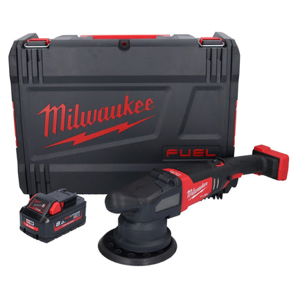 Pulidora excéntrica a batería Milwaukee M18 FROP21-801X 18 V 150 mm sin escobillas + 1x batería 8,0 Ah + caja HD - sin cargador