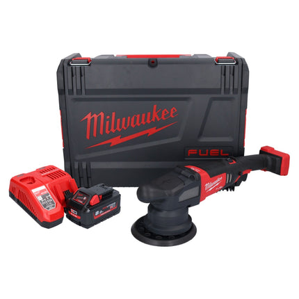 Pulidora excéntrica a batería Milwaukee M18 FROP21-801X 18 V 150 mm sin escobillas + 1x batería 8,0 Ah + cargador + caja HD