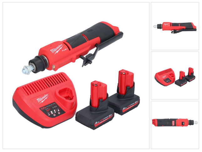 Milwaukee M12 FTB-502 Smerigliatrice a batteria 12 V 7/16" Hex Brushless + 2x batteria 5,0 Ah + caricabatteria