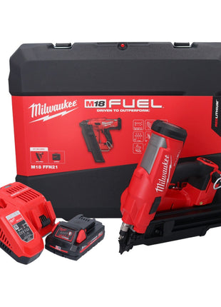 Milwaukee M18 FFN21-301C Gwoździarka akumulatorowa 18 V 50 - 90 mm bezszczotkowa + 1x akumulator 3,0 Ah + ładowarka + walizka