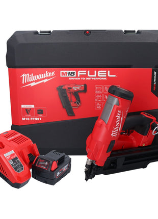 Milwaukee M18 FFN21-501C Gwoździarka akumulatorowa 18 V 50 - 90 mm bezszczotkowa + 1x akumulator 5,0 Ah + ładowarka + walizka