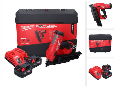 Milwaukee M18 FFN21-502C Akku Nagler 18 V 50 - 90 mm Brushless + 2x Akku 5,0 Ah + Ladegerät + Koffer