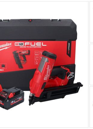 Milwaukee M18 FFN21-801C Cloueur sans fil 18 V 50 - 90 mm Brushless + 1x batterie 8,0 Ah + chargeur + coffret