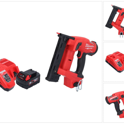 Grapadora a batería Milwaukee M18 FNCS18GS-501X 18 V 9,5 - 38 mm sin escobillas + 1x batería 5,0 Ah + cargador + caja HD