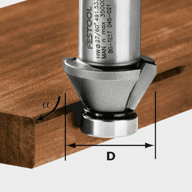 Festool HW 30°-OFK 500 Fresa per smussare 27 mm 30° ( 490091 ) per fresa per bordi OFK 500