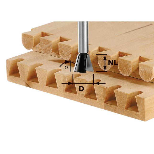 Festool HS S8 D13,8/13,5/15° Fresa a dentiera 13,8 x 13,5 x 46 x 8 mm 15° ( 490991 ) per fresatrici