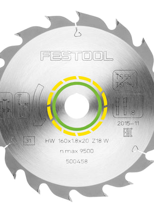 Festool HW 160x1,8x20 W18 Lame de scie circulaire WOOD STANDARD ( 500458 )