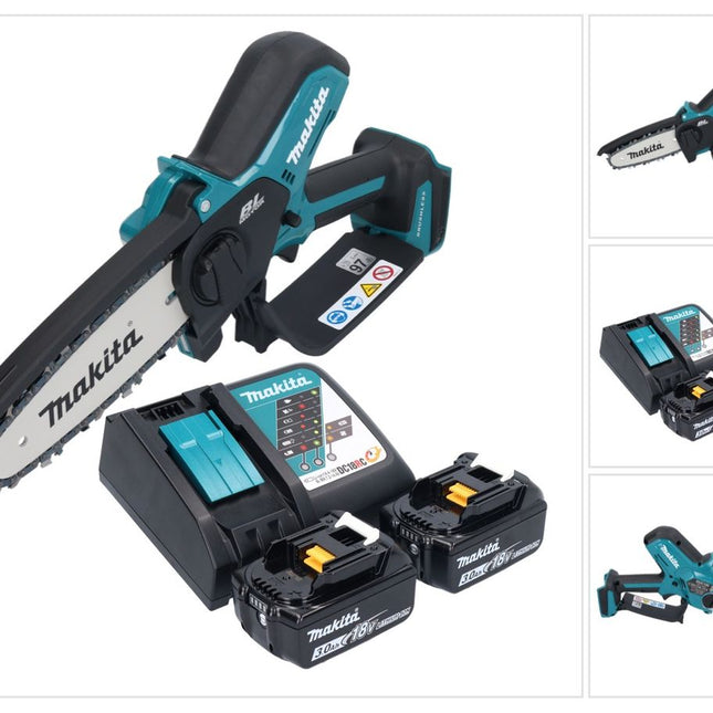 Makita DUC 150 RF201 Motosega a batteria 18 V 15 cm brushless + 2x batteria 3,0 Ah + caricabatterie