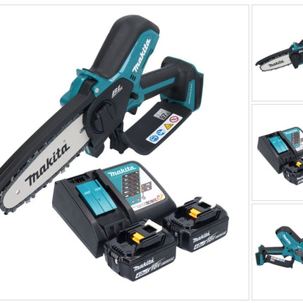 Makita DUC 150 RM201 Akumulatorowa pilarka łańcuchowa 18 V 15 cm bezszczotkowa + 2x akumulator 4,0 Ah + ładowarka