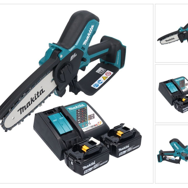 Makita DUC 150 RT201 Motosega a batteria 18 V 15 cm brushless + 2x batteria 5,0 Ah + caricabatterie