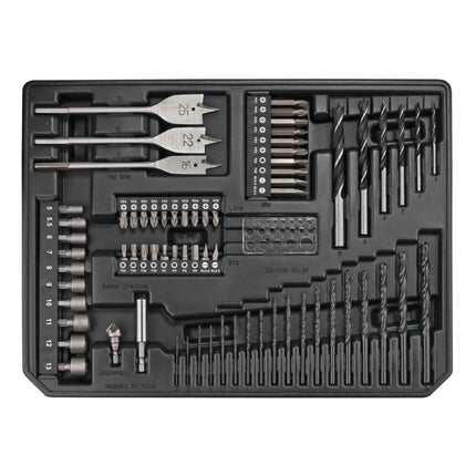 Taladro atornillador inalámbrico Makita DF 457 DWEX2 18 V 42 Nm Serie G + 2 baterías 1,5 Ah + cargador + set de accesorios 70 piezas + maletín