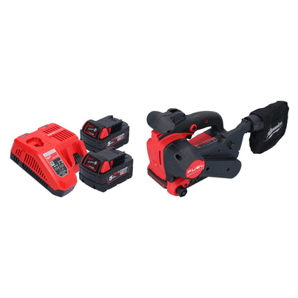 Lijadora de banda sin cable Milwaukee M18 FBTS75-502 18 V 75 x 457 mm sin escobillas + 2x batería 5.0 Ah + cargador