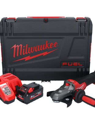 Amoladora angular de cabeza plana a batería Milwaukee M18 FSAGF125XPDB-801X 18 V 125 mm sin escobillas + 1x batería 8,0 Ah + cargador + caja HD