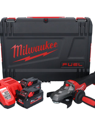 Amoladora angular de cabeza plana a batería Milwaukee M18 FSAGF125XPDB-802X 18 V 125 mm sin escobillas + 2x baterías 8,0 Ah + cargador + caja HD