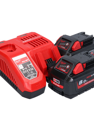 Milwaukee M18 FSAGF125XPDB-802X Akku Flachkopf Winkelschleifer 18 V 125 mm Brushless + 2x Akku 8,0 Ah + Ladegerät + HD Box