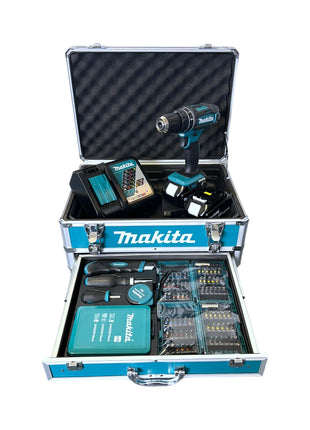 Taladro percutor inalámbrico Makita DHP 482 RFX9 18 V 62 Nm + 2x baterías 3,0 Ah + cargador + set de accesorios + maletín