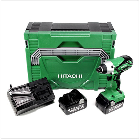 Hitachi WH 18 DGL 18V Akku Schlagschrauber im Hitachi System Case HSC Typ 2 + 2x Hitachi BSL 1860 18 V 6,0 Ah Akku + 1x Hitachi UC 18YFSL Akku Ladegerät 14,4 - 18 V - Toolbrothers