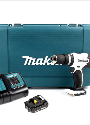 Makita DHP 453 SA1E W Akku Schlagbohrschrauber 18 V 42 Nm weiß + 1x Akku 2,0 Ah + Ladegerät + Koffer - Toolbrothers