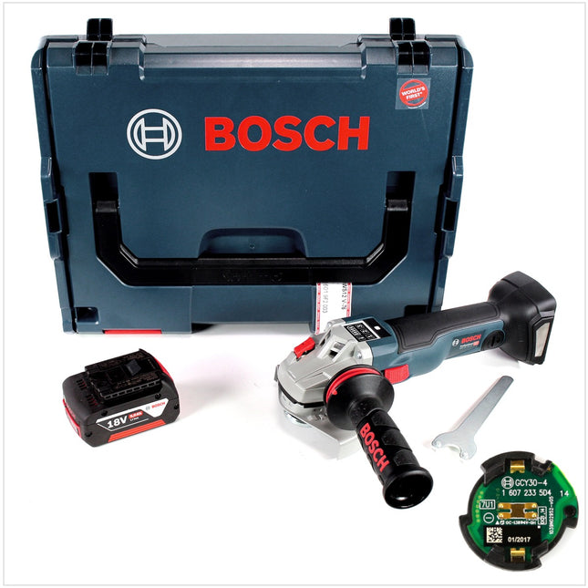 Bosch GWS 18 V-125 SC Professional 125 mm Akku Winkelschleifer in L-Boxx mit GCY 30-4 Connectivity Modul und 1x GBA 5,0 Ah Akku - Toolbrothers