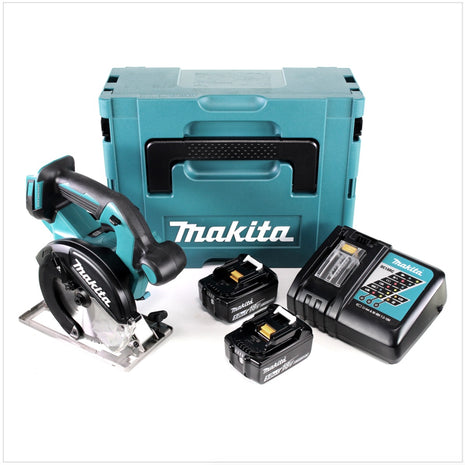 Makita DCS 551 RTJ Akku Metall Handkreissäge 18 V Brushless 150 x 20 mm im Makpac mit Schutzbrille und 2x BL1850 B 5,0 Ah Akku und Ladegerät - Toolbrothers