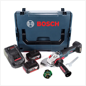 Bosch GWS 18 V-150 SC Professional Akku Winkelschleifer 150 mm Solo in L-Boxx mit GCY 30-4 Connectivity Modul und 2x GBA 5,0 Ah Akku + 1x GAL 1880 Ladegerät