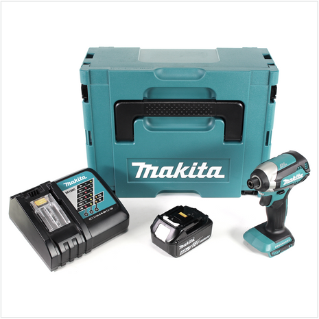 Makita DTD 153 RT1J 18 V Akku Brushless Schlagschrauber im Makpac + 1x BL 1850 B 5,0 Ah Li-Ion Akku + 1x DC 18 RC Ladegerät - Toolbrothers