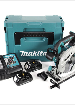 Makita DHS 680 RAJ Akku Handkreissäge 18 V 165 mm Brushless + 2x Akku 2,0 Ah + Ladegerät + Makpac - Toolbrothers