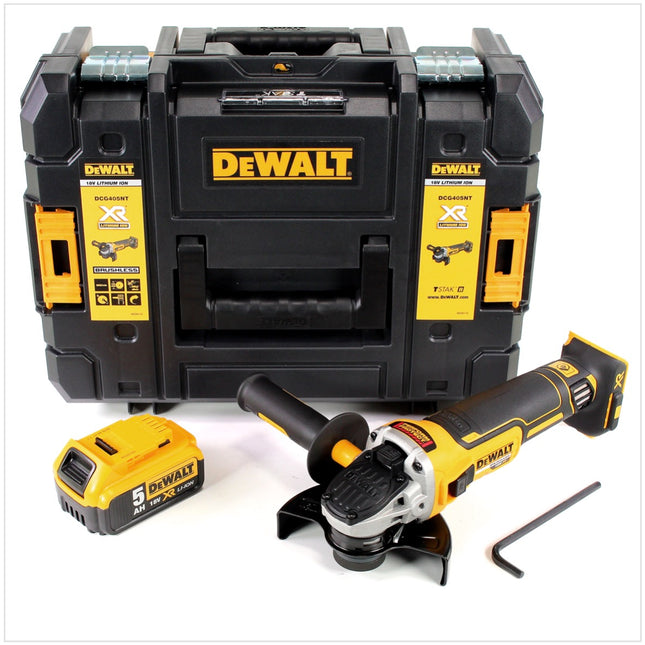 DeWalt DCG 405 NT Akku Winkelschleifer 18V 125mm Brushless + 1x Akku 5,0Ah + TSTAK - ohne Ladegerät - Toolbrothers
