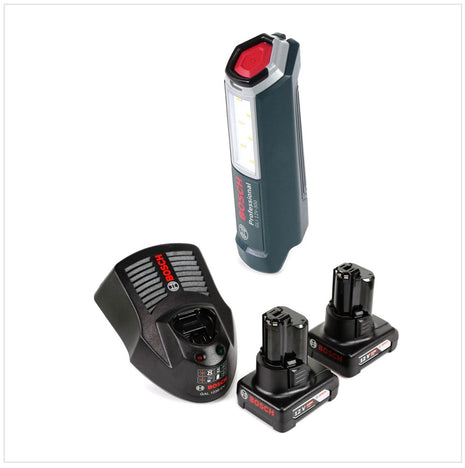 Bosch Professional GLI 12V-300 Akku Lampe + 2x GBA 12V 4,0 Ah Akku + GAL 1230 Ladegerät - Toolbrothers