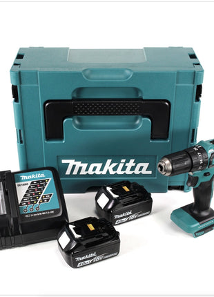 Makita DHP 483 RMJ 18 V Li-Ion Brushless Perceuse visseuse à percussion sans fil avec boîtier Makpac + 2x Batteries BL 1840 4,0 Ah + Chargeur DC18RC