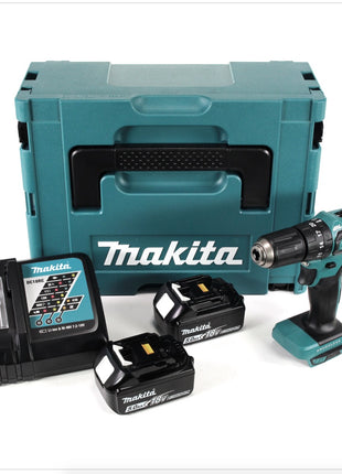 Makita DHP 483 RTJ 18 V Li-Ion Brushless Perceuse visseuse à percussion sans fil avec boîtier Makpac + 2x Batteries BL 1850 5,0 Ah + Chargeur DC18RC