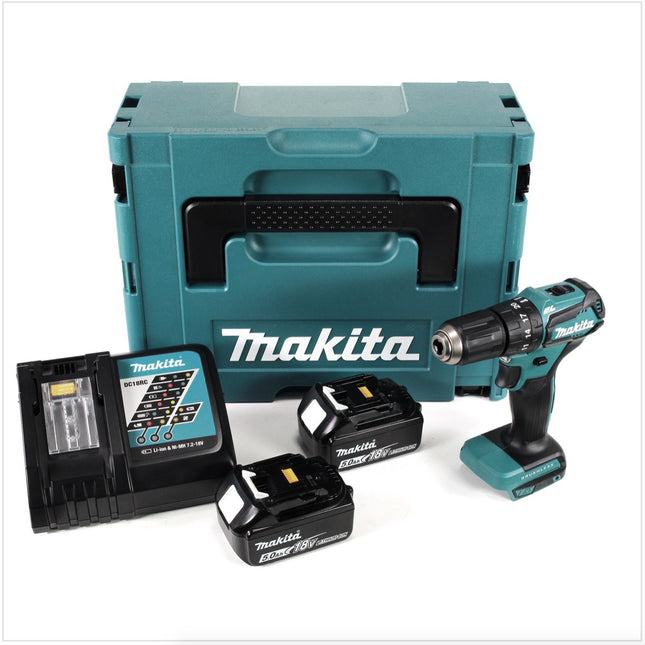Makita DHP 483 RTJ cordless impact drill 18V 40Nm in Makpac + 2x 5.0 Ah battery + charger