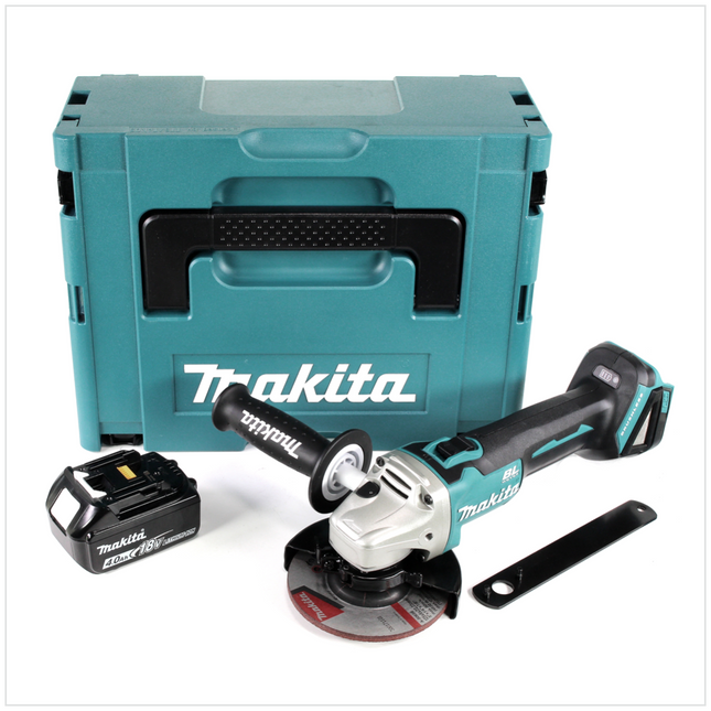 Makita DGA 504 M1J Mini-Amoladora inalámbrica 125 mm 18 V en Makpac 3 + 1x Batería BL 1840 4,0 Ah ( Sin cargador )