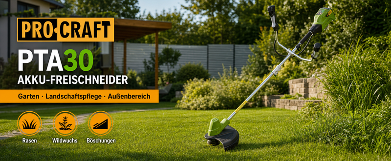 Procraft PTA30 Akku Freischneider 20 V 300 mm Brushless Solo - ohne Akku, ohne Ladegerät