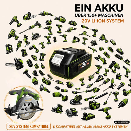 Procraft PCA32-BB Akku Handkreissäge 20 V 165 mm Brushless + 1x Akku 4,0 Ah + Ladegerät